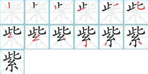 紫筆劃|紫字笔画、笔顺、笔划